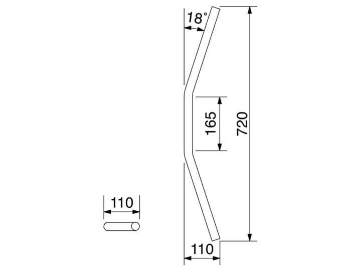 HURRICANE Handlebar P1 inch Flat 1 type Chrome plated HB0150C-01
