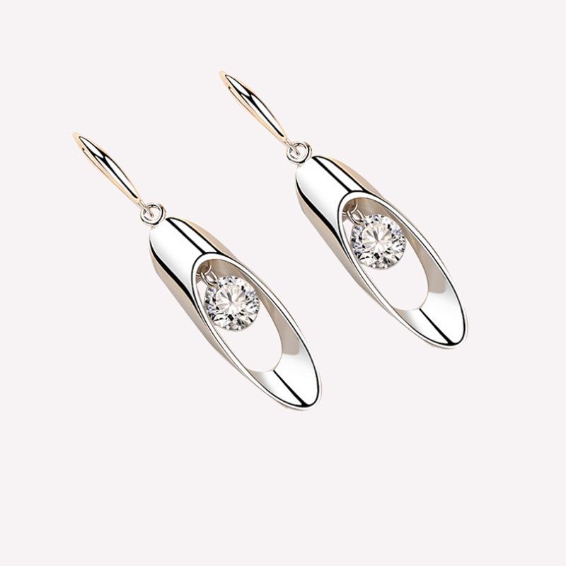 Korean Style Elegant Pendant Earrings with Swing Crystal Stone for Women Simple Design Versatile Earrings Jewelry Gifts