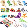 Allazone Dinosaur DIY Felt Sewing Kit, 14 Animal Shapes Felt Craft Kits for Kids, Educational Sewing Starter Kit for Beginners