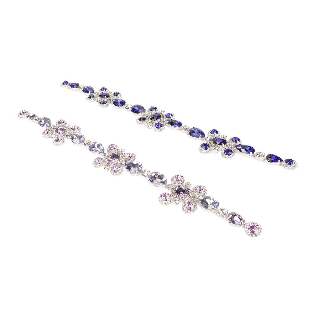 2 szt. Ozdobna Taśma z Dżetami Kryształowe Szkło Wzór Kwiatowy z Diamentami Błyszczący Łańcuszek z Dżetami na Wesela Festiwale