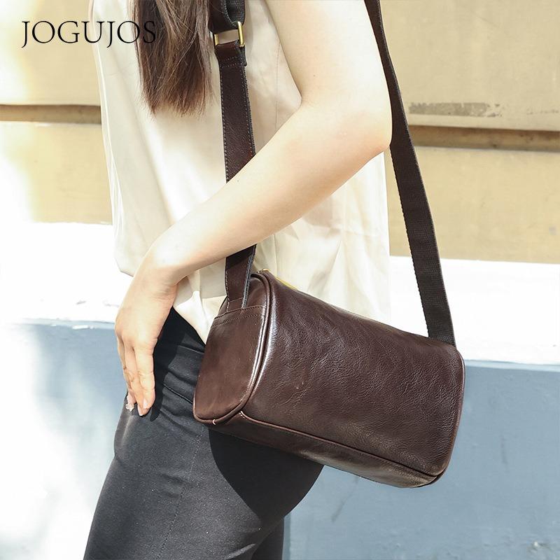 JOGUJOS vegetable tanned leather bag messenger women's versatile leather women's bag women's high-end messenger bag shoulder bag