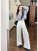 Women's Autumn Retro High-Waisted Wide-Leg Double-Button Jeans