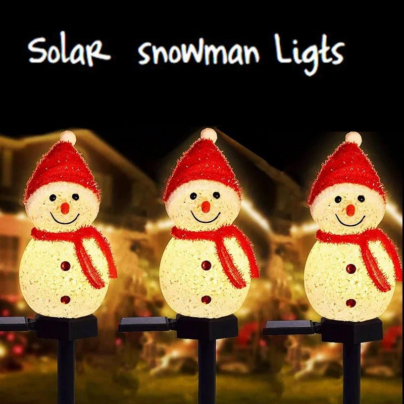 LED Snowman Solar Garden Light Outdoor Ground Stake Light Solar Powered Xmas Pathway Lights For Christmas Lawn Yard Decoration