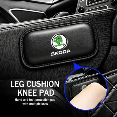 AAAAT1 For Leather Knee Pad Car Interior Pillow Protection Cushion Fabia 1 2 Octavia A7 RS Superb Rapid Yeti Karoq Vision