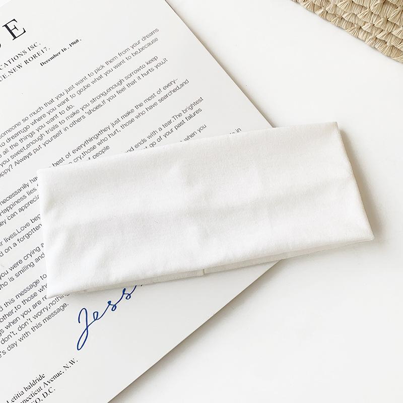 Модная вязаная хлопковая эластичная повязка на голову Мягкая дышащая широкая вязаная повязка на голову Головной убор Спортивная повязка для волос 10#white