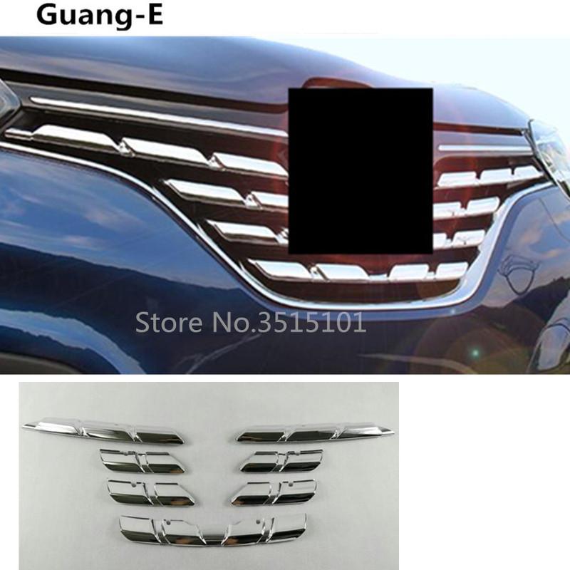 Car Cover Protection Detector ABS Chrome Trim Front Up Grid Grill Grille Racing 7pcs For Renault Kadjar 2016 2017 2018