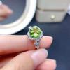 Open Ring 2ct High Carbon Diamond Rose Cut Simulated Peridot Womens Fashion Jewelry