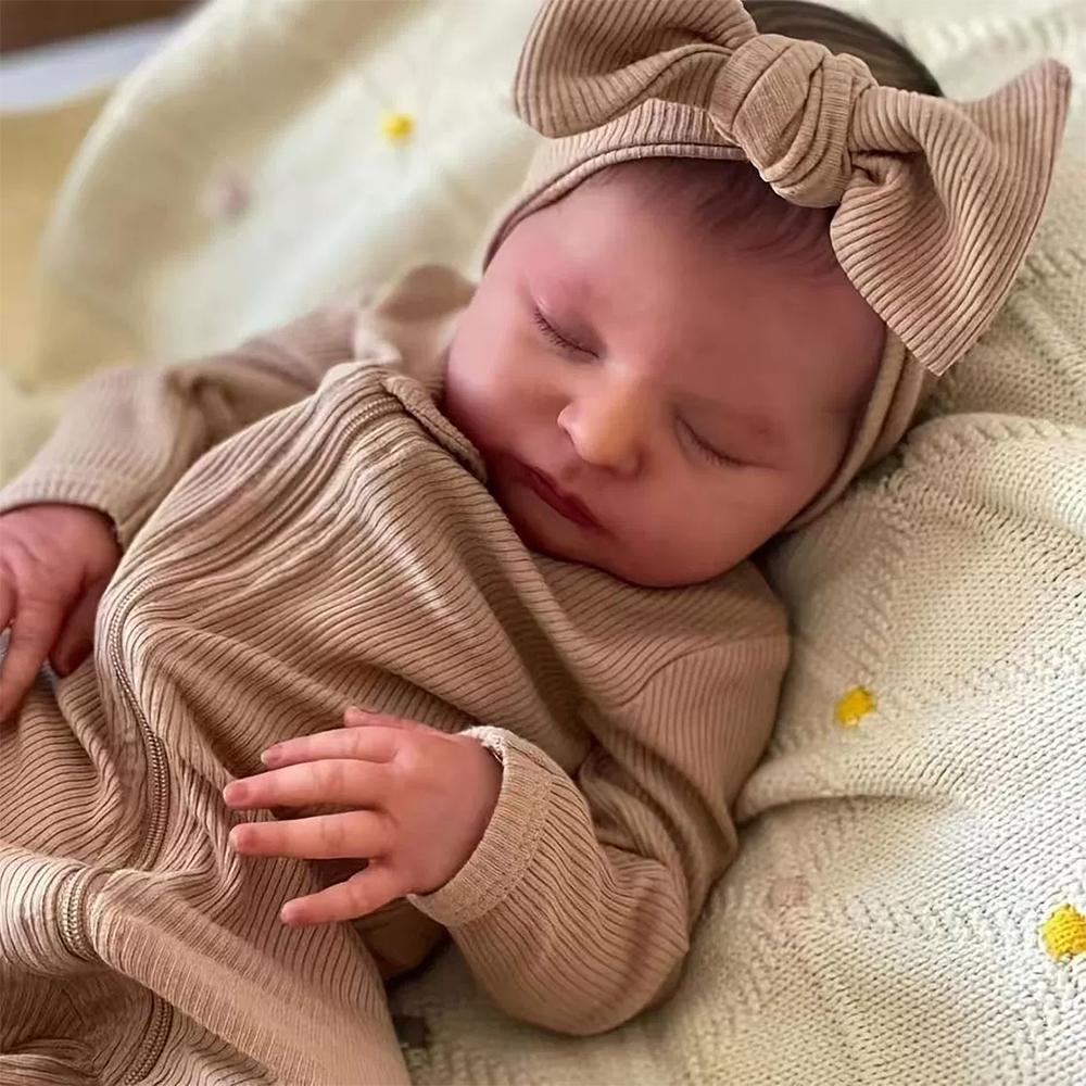 18 Zoll Reborn Baby Puppe Laura 3D Realistisches Baby mit weichen und dehnbaren Eigenschaften Puppenspielzeug für Geschenk