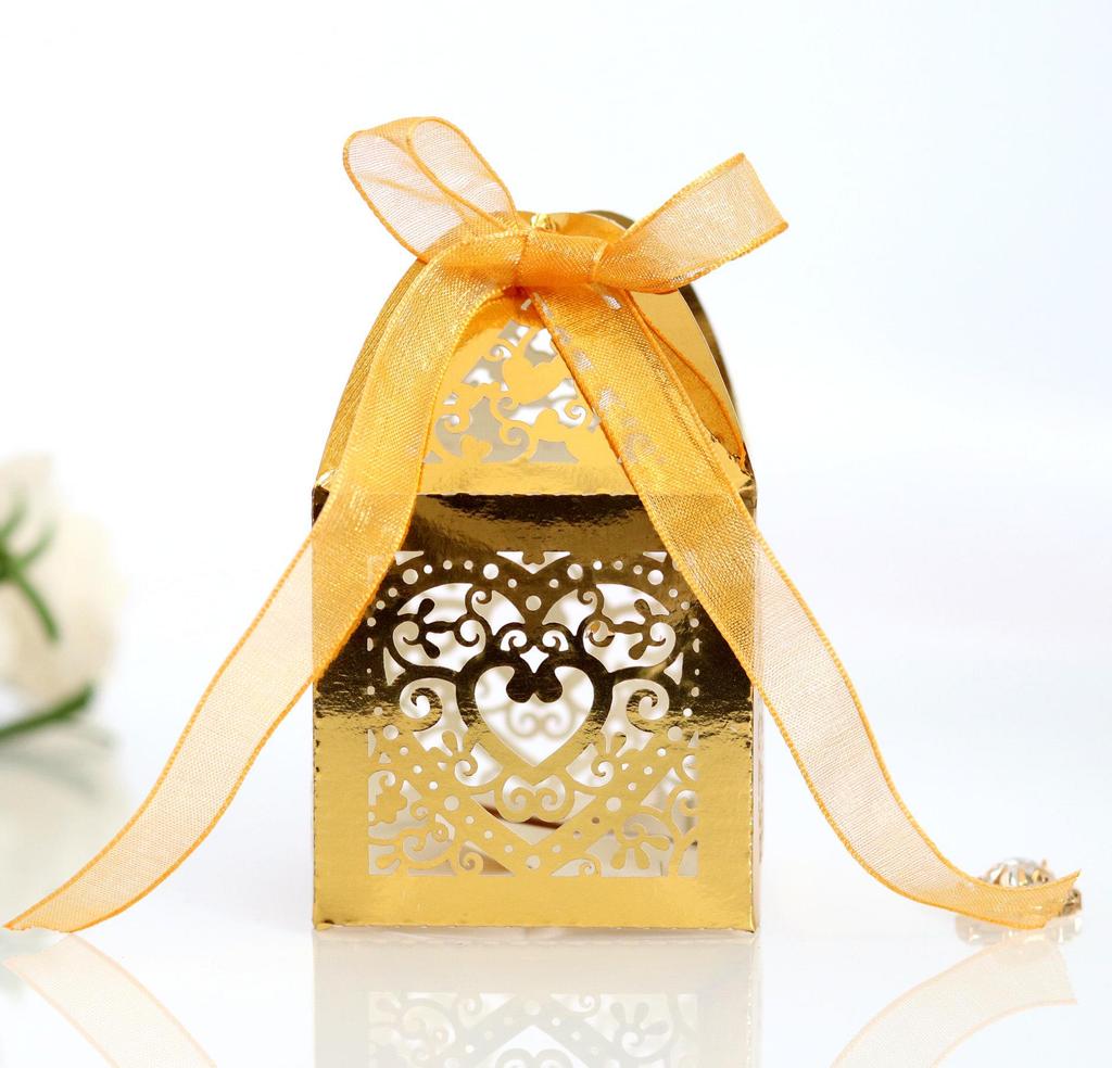 Ivory Heart-Shaped Wedding Candy Box for Chocolates