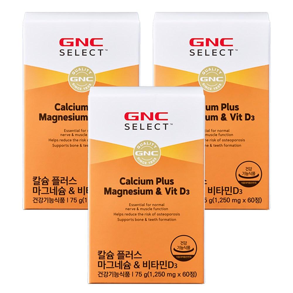 GNC Calcium Plus Magnesium & Vitamin D3 75g 60 Tablets 3 Pcs