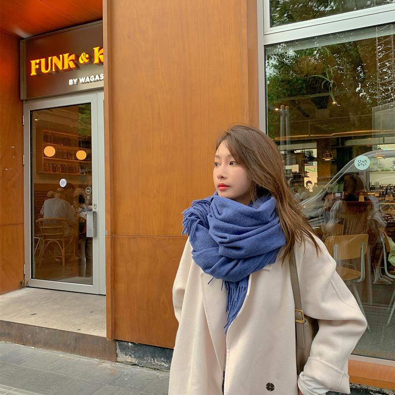 White Cashmere Scarf: Thickened, Solid Color, Versatile for Women & Men, Perfect for Autumn & Winter