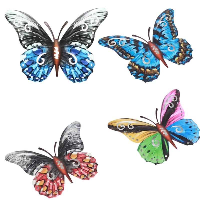 

Metal Butterfly Ornament Iron Art Garden Craft Sculpture Wall Hanging Courtyard Porch Artwork Statue Indoor Outdoor Home Decor