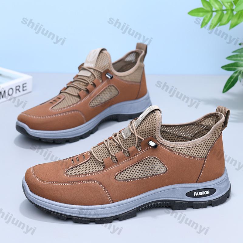 Fashion Large Size Men Casual Shoes 2025 Summer New Mesh Breathable Outdoor Non Slip Hiking Shoes Comfortable Fashion Platform Sneakers