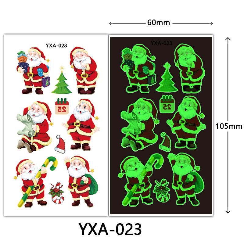 Christmas Luminous Tattoo Sticker Glowing Waterproof Sweat Cute Cartoon Holiday Party Temporary Sticker