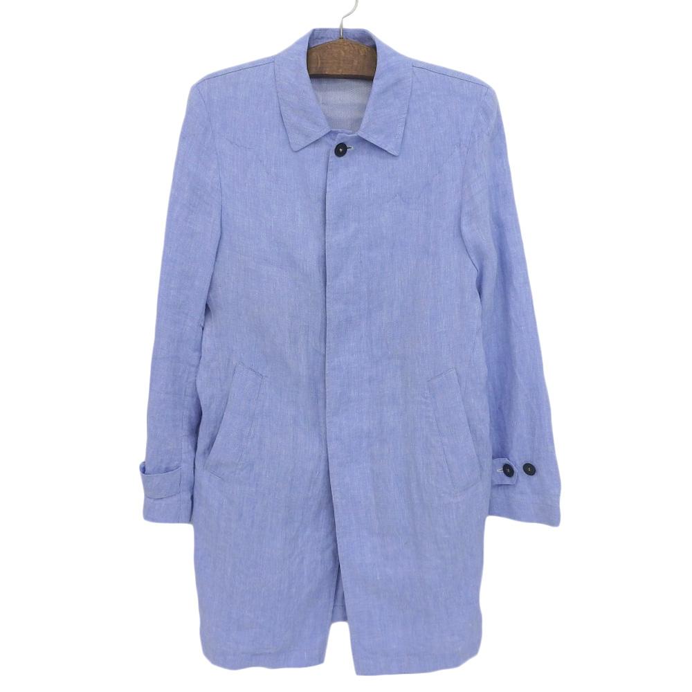 HEVO Linen Hidden-breasted Single-breasted Shirt Coat for Men, Blue, Size 46, 8HGALL761 Coat 46 blueUsed