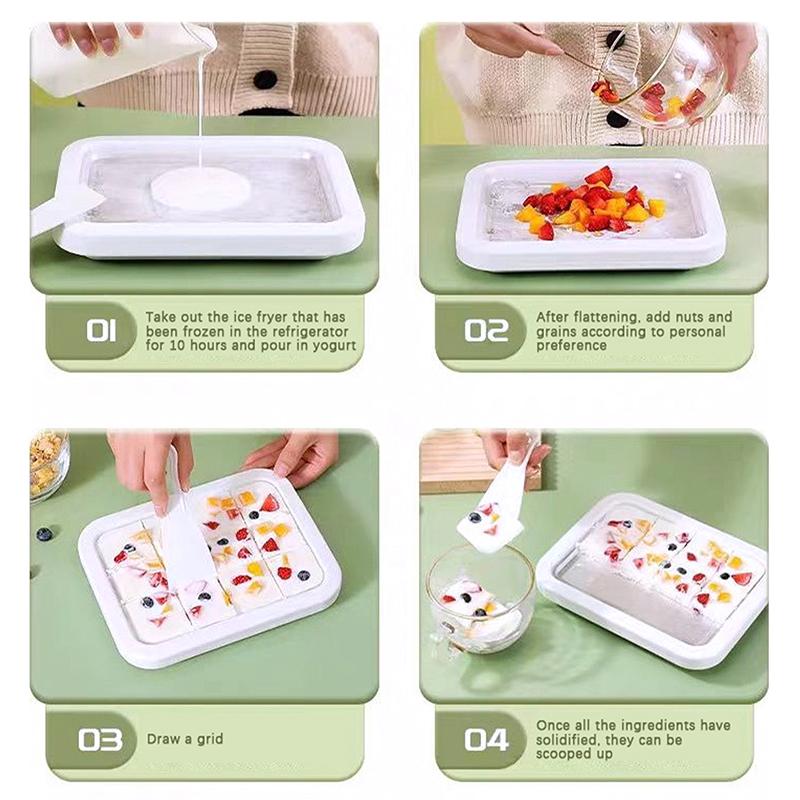 Haushalts-Eiscreme-Pfanne aus Edelstahl, Frittierte Joghurtmaschine, Flachboden-Pfanne, Frittierter Joghurt, DIY-Eiscreme, Mini-Version