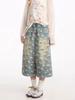 Women's 2025 Summer Hong Kong Style Retro Denim Chrysanthemum Cropped Jeans - Trendy & Loose Fit