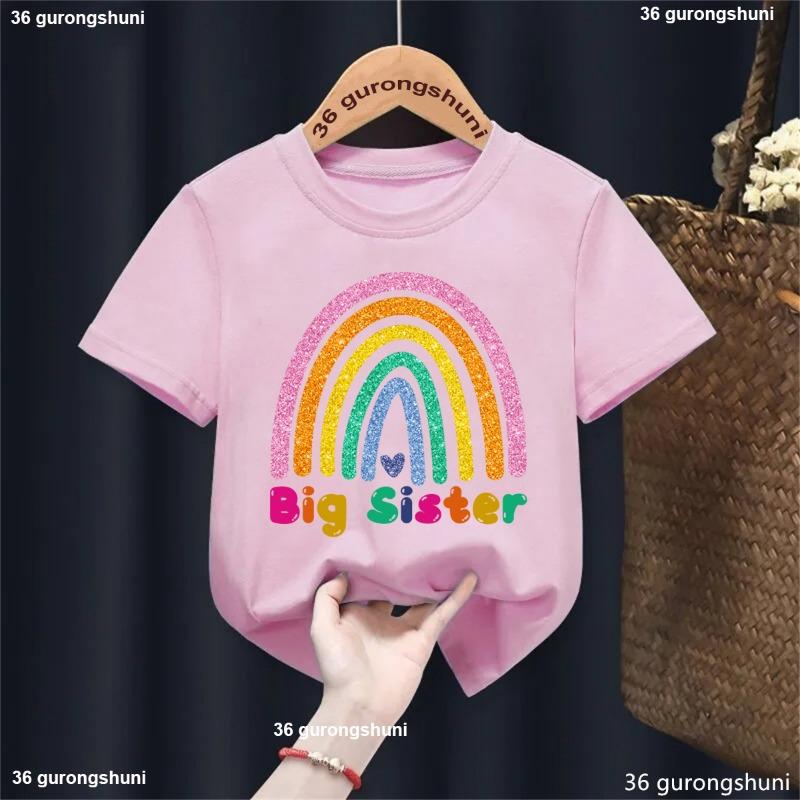 Big Sister Loading 2025 Letter Printed Tshirt Girls Funny Kids Clothes Harajuku Kawaii Children'S Clothing T-Shirt Tops