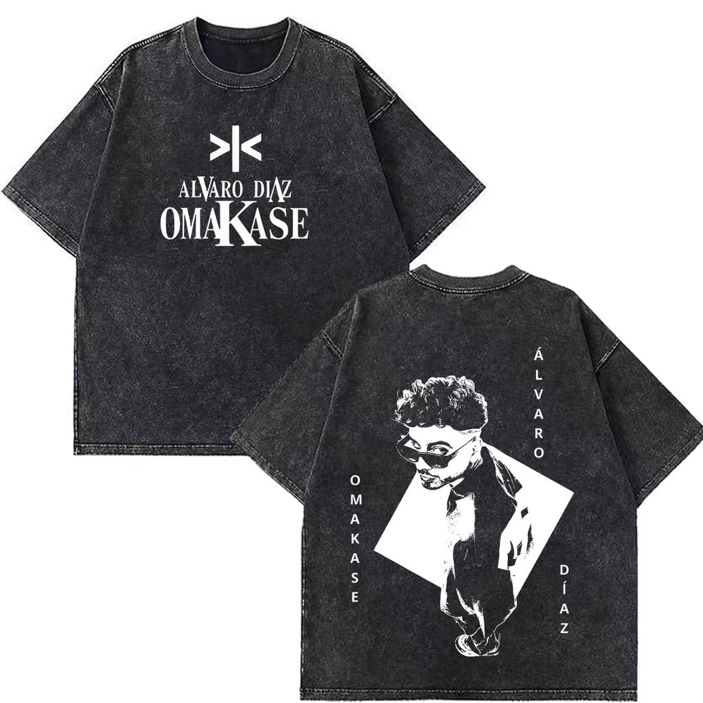 Alvaro Diaz Omakase Album 2026 Tour Merch T Shirt Unisex Unisex Hiphop Tshirt Shortsleeved Casual Cotton Vintage Washed Tshirts