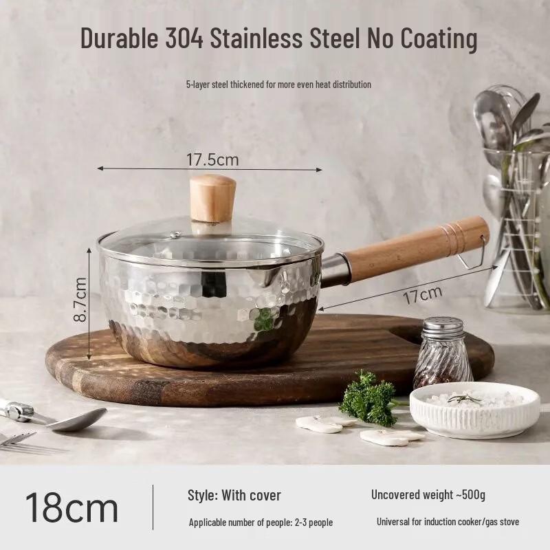 Zhishi 304 Stainless Steel Yukihira Saucepan