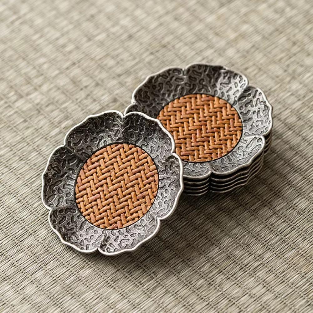 2pcs Zinc Zinc Alloy Heat Insulation Mat Elegant Tea Coaster Handmade Lotus Cup Holder  Coffee