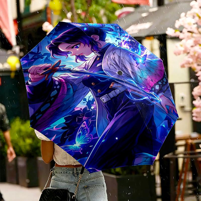 Demon Slayer Print Umbrella Automatic Opening/ Closing - Portable Foldable Design - Daily use for Travel/Outdoor - Gift for Birthday