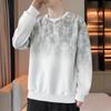Herrtröja Casual Pullover Rund Hals Långärmad T-shirt Kontrasterande Färg Mode Topp