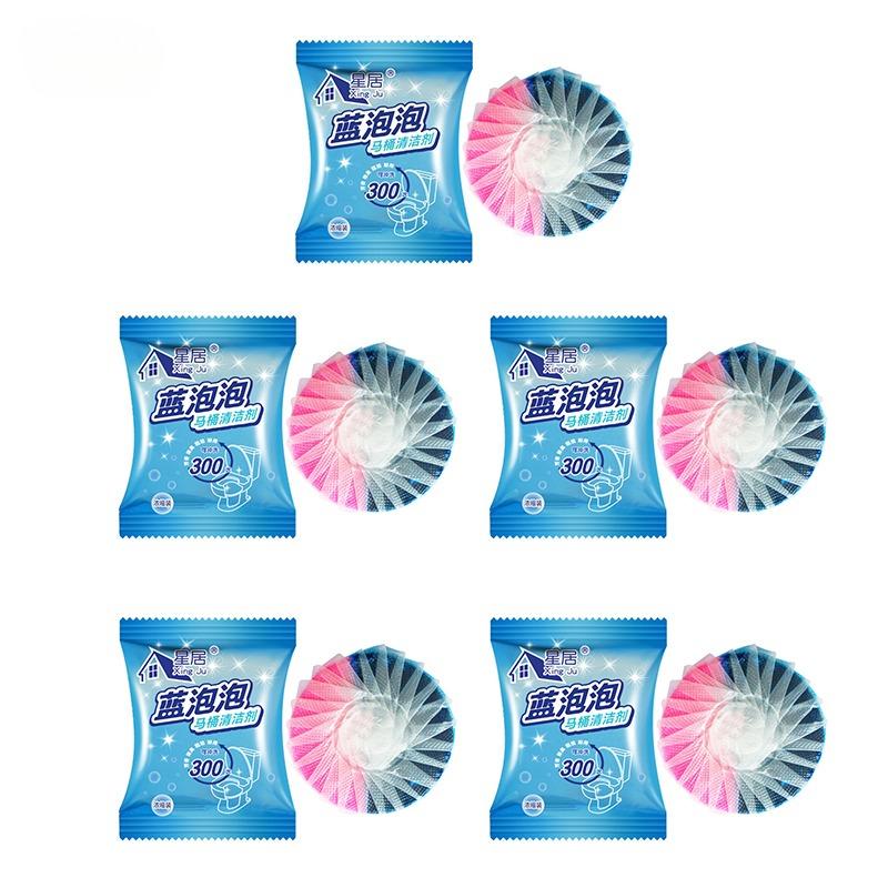 Blue Bubble Household Toilet Cleaner Deodorizer Toilet Cleaning Agent Fragrant Type Odor Eliminator Ball Block 5pcs