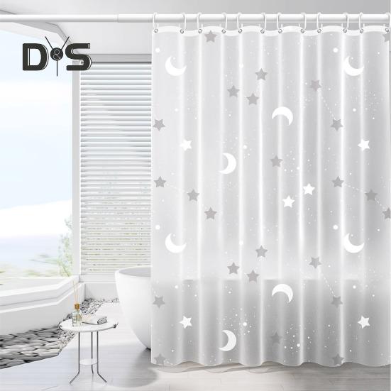 Shower Curtain with Hooks Waterproof Tear-Proof Easy To Clean Different Printings Quick Dry Light-penetrating Mold-proof Shower Liner