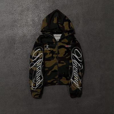 Ins American West Coast Hip Hop Style Camouflage Classic Color Scheme Printed Street High Street Loose Fashion Sweater Jacket