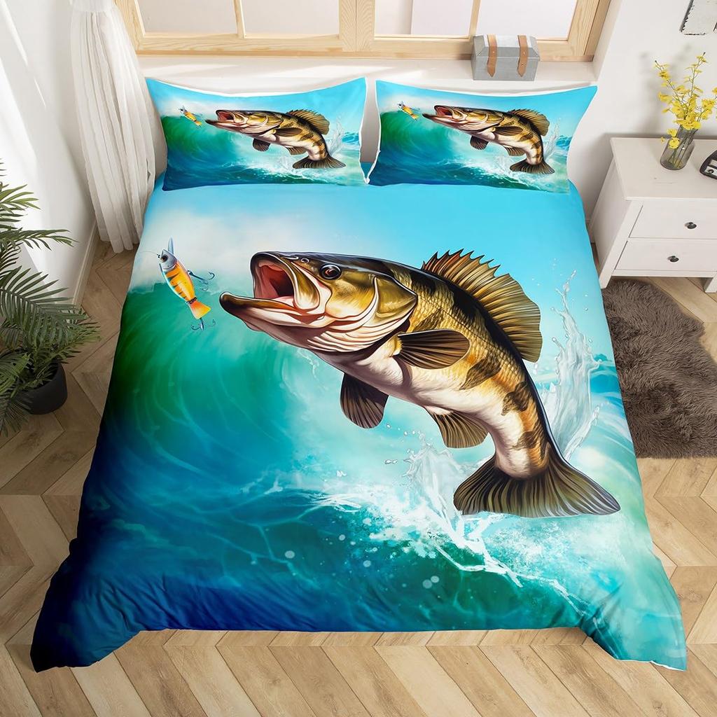 Fischerei Bettwäsche Sets Für Erwachsene Queen Size Bettbezüge Leichte Daunen Zimmer Dekoration 2 Kissenbezüge 1 Bettbezug Ohne Bettdecke