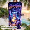 Teddy Bear Theme Beach Towel Personalized Custom Name & Text Soft Quick Dry Beach Towel for Swimming Travel