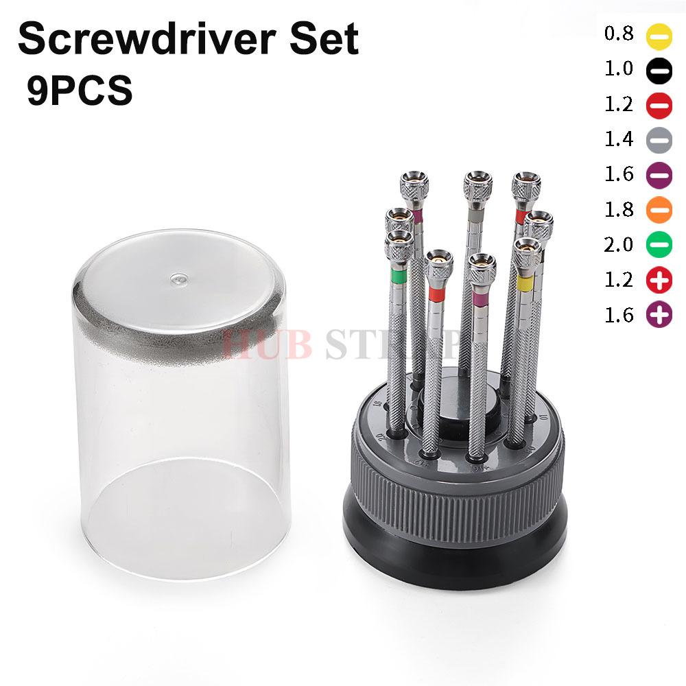 Zestaw precyzyjnych śrubokrętów ze stali nierdzewnej Zestaw narzędzi do naprawy zegarków 9 szt. Płaski śrubokręt do zegarków Różne płaskie narzędzia dla zegarmistrza
