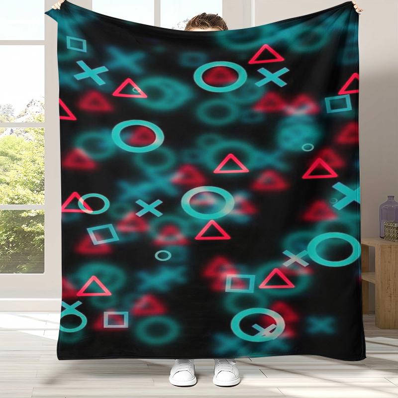 Cartoon Game Gamer Zone Controller Logo Flannel Blanket,Ultra Soft Warm Plush Throw for Home Bedroom Bed Sofa Cover Picnic Gift