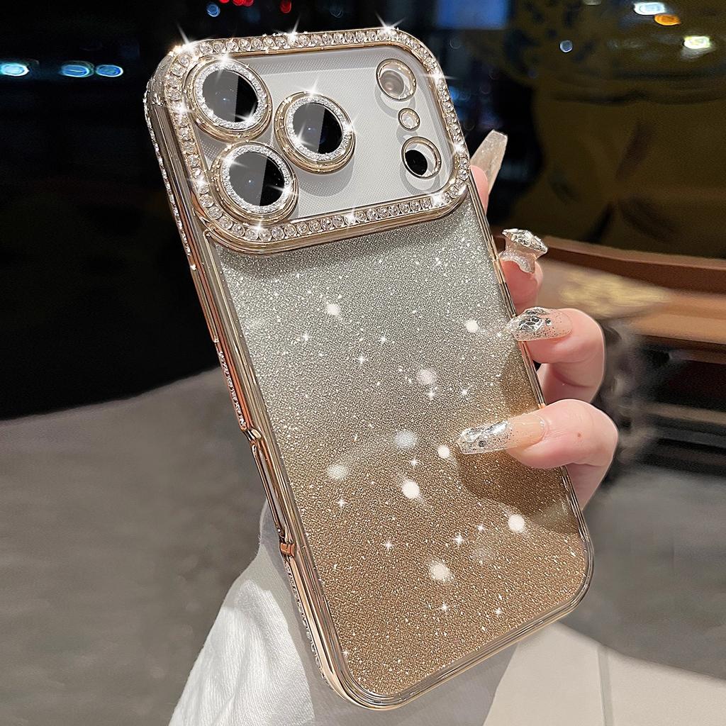Gradient Diamond Phone Case for For Iphone 17 Pro Max 17 Air Plating Soft Cover for For Iphone 16 15 14 13 12 11 Pro Max 15 Plus