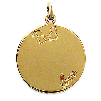 [E7030] - Gold Plated 'Love' Pendant - 20 Mm (to Be Engraved)