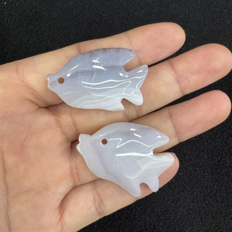 Rose Quartz Fish-Shaped Crystal Agate Pendant Necklace - Natural Stone DIY Jewelry Gift