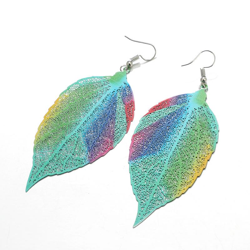 Women Fashion Creative Bohemian Multicolor Leaf Pandant Earrings Gifts
