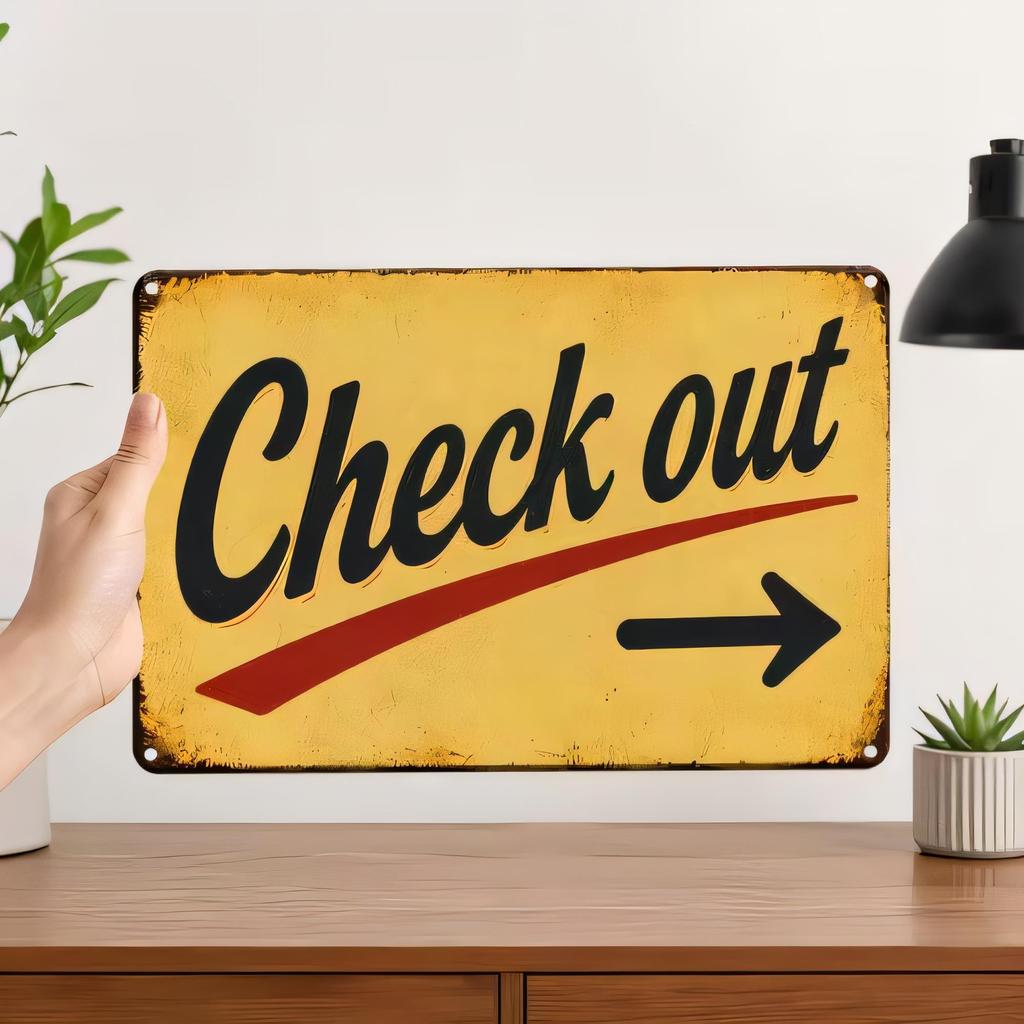 Tin Sign Check Out Vintage Retro Road Metal Plaque Wall Decor for Garage Bar Cafe Home Office Rustic Distressed Look Warning Po