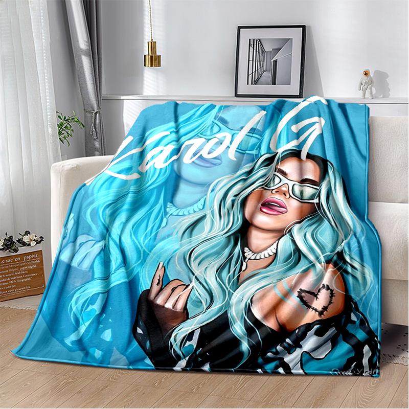 3D Baskı Karol G Singer HD Battaniye, Yumuşak Atmak Battaniye Ev Yatak Odası Yatak Kanepe Piknik Seyahat Ofis Dinlenme Kapak Battaniye Çocuklar için