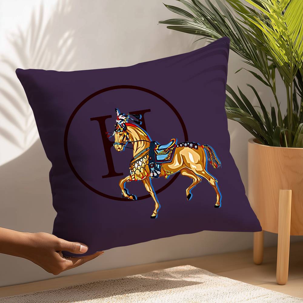 Luxury Horse Pillow Case Plush Fabric Soft  Pillowcase Double Sided Print Cushion Cover Household Gifts