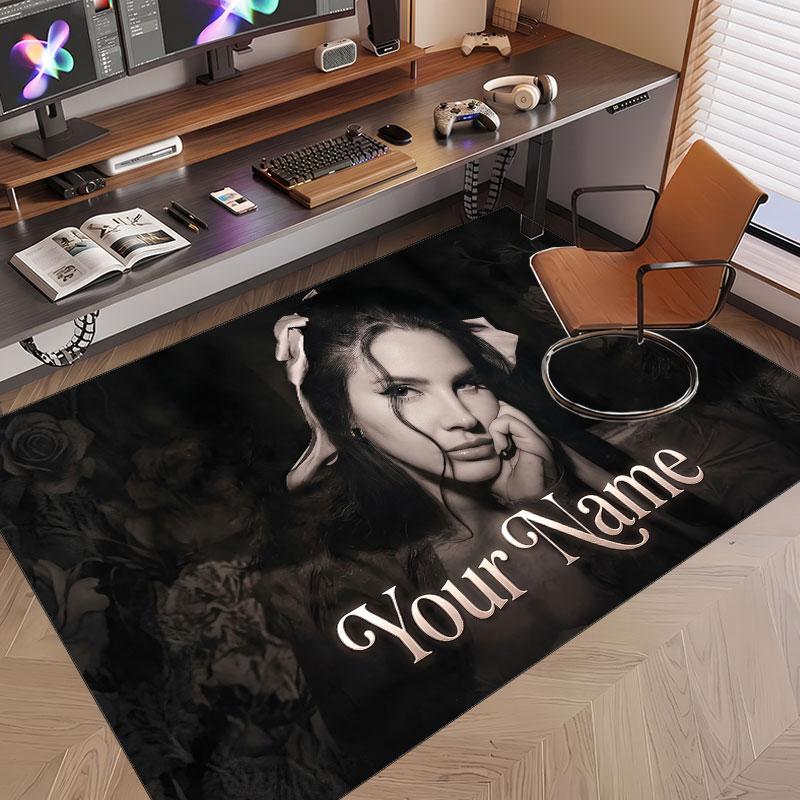 Custom Name Crystal Velvet Rug,Lana Del Rey Comfortable Anti Slip Floor Mat For Room Decoration