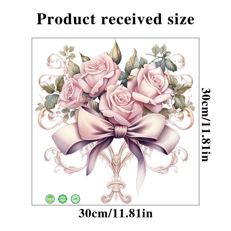 Rosa Rosen Wandsticker Schleifendekor Selbstklebend Romantische Schlafzimmer Kopfteil Hintergrunddekoration Warm Gemütliches Zuhause