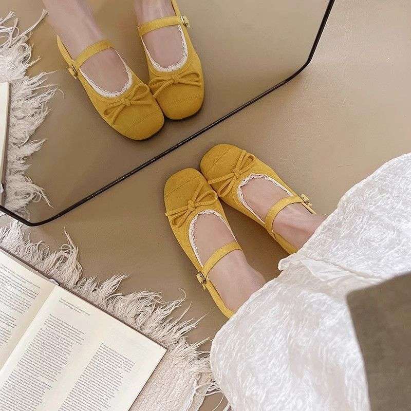 Summer Versatile Retro Bow Mary French Rare Shoes 2025 New with Skirt Shallow Mouth Single Shoes Ballet Shoes