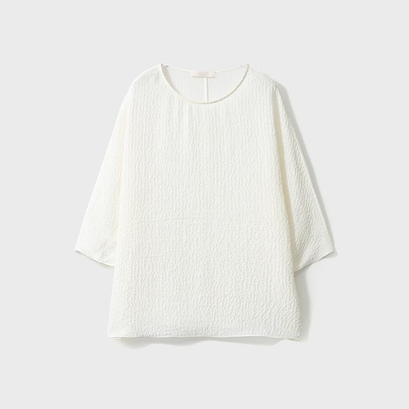 

Женская блузка из шелкового жоржета: От кутюр, Двухслойный, Фактурный, Круглый вырез, Короткий рукав, Лето. L