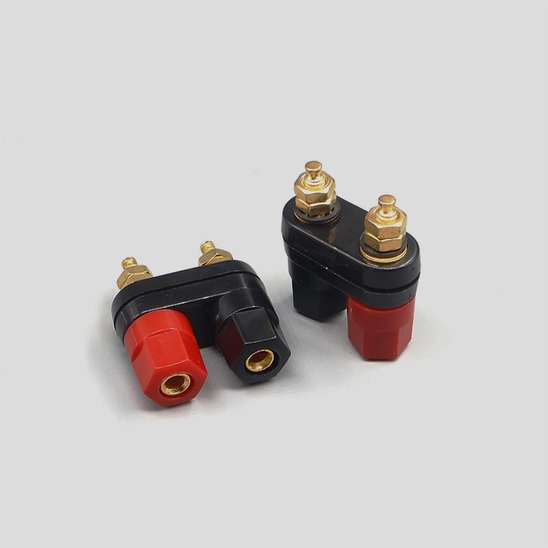 

2PCS Power Amplifier Terminal Double Position Red Black Double Hexagonal Double Plum Blossom Head4mm Banana Socket Alloy Copper