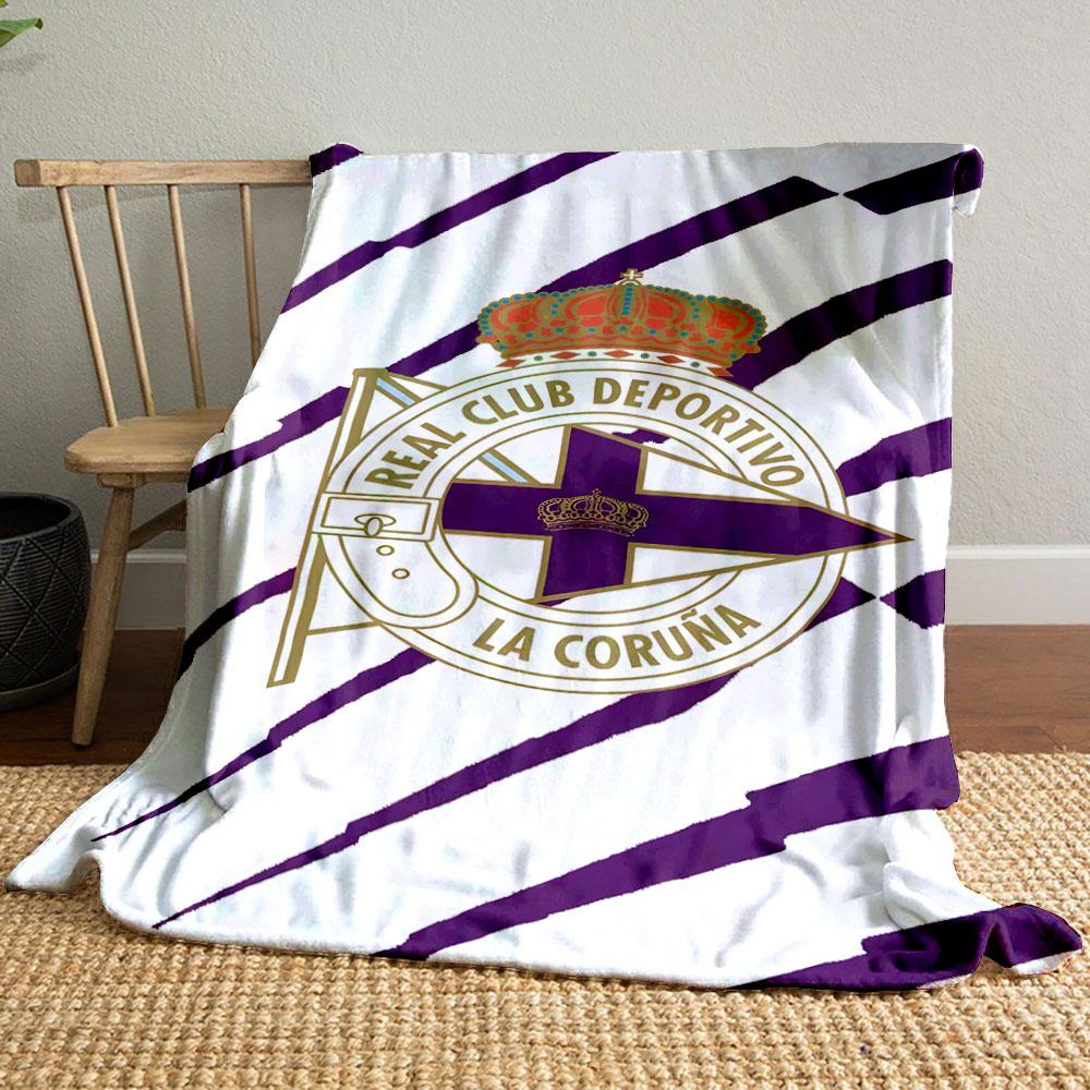 "Real Club Deportivo La Coruña Logo Blanket" Patterned blanket, flannel, suitable for all seasons, home decor, warm and cozy