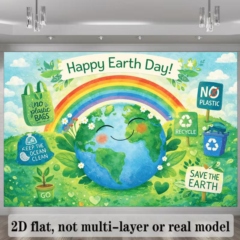 2D Happy Earth Day Tapestry, Recycle & Save The Earth Classroom Decor