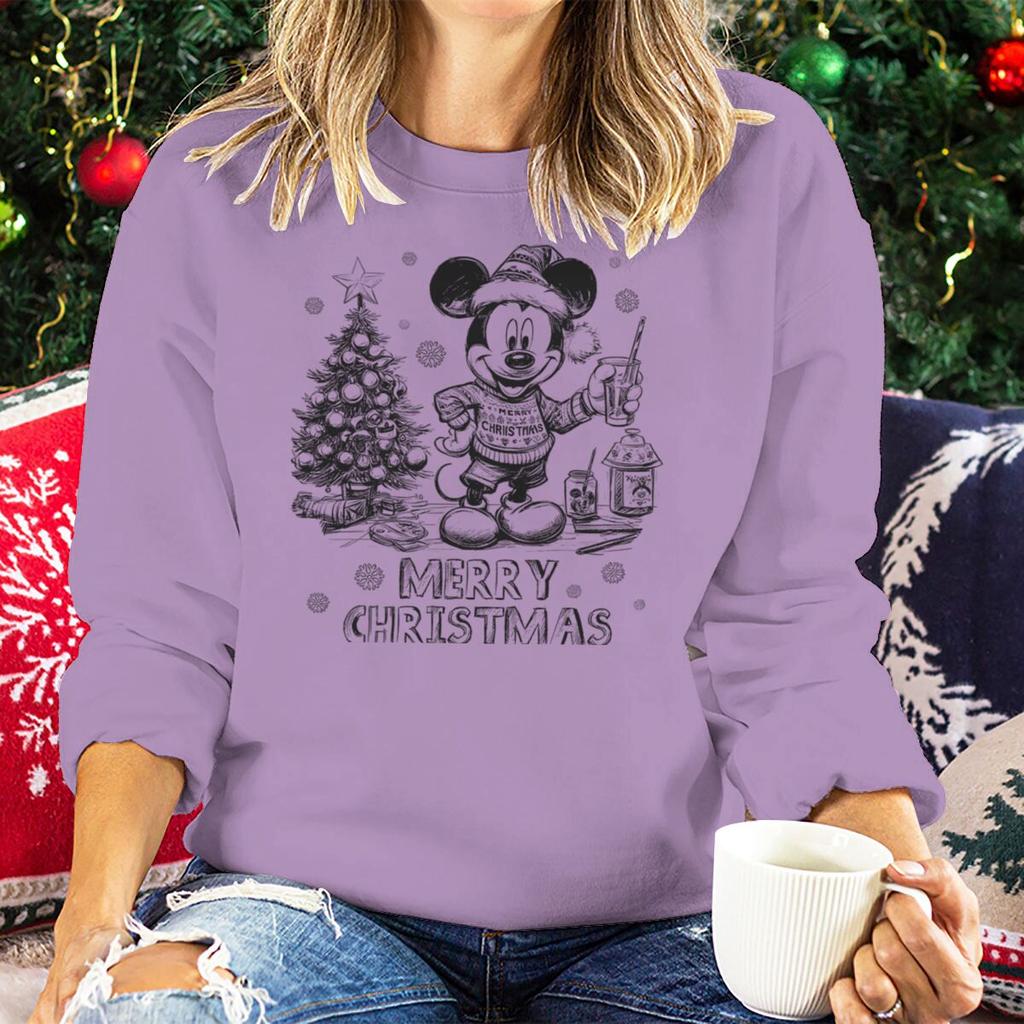 Vintage Retro Christmas Mickey Mouse Sweatshirt for Women Festive Holiday Wear Clothes Merry Christmas Party Matching Sweatshirt