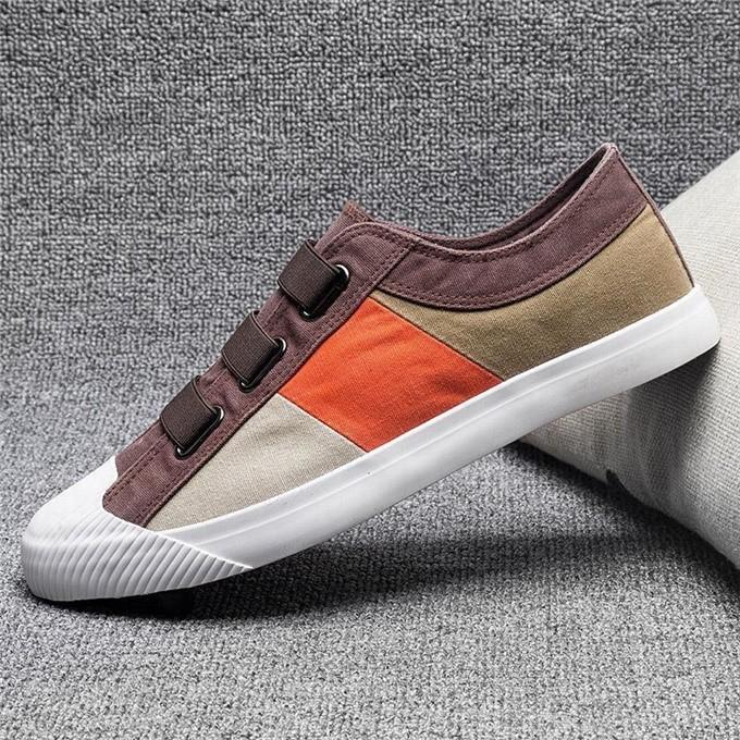 Basic High Quality Mens Canvas Shoes Patchwork Rubber Lace-up Mens Casual Shoes Lightweight Round Toe Male Sneakers
